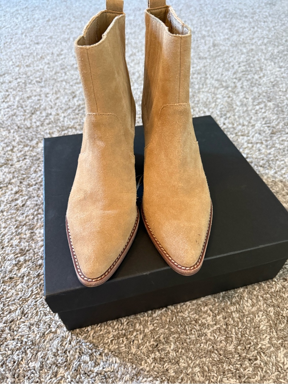 JCrew Cowboy Tan Suede Pointed-Toe Ankle Boots